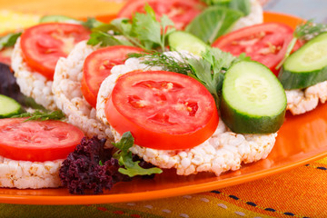 Puffed rice crackers sandwiches