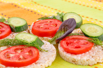 Puffed rice crackers sandwiches