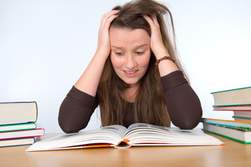 young woman has difficult studies