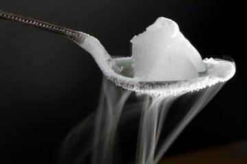 Dry Ice on Metal Spoon (Frozen Carbon Dioxide)