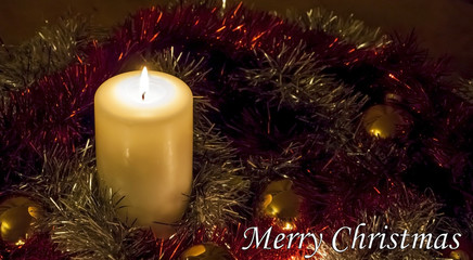 Christmas Candle and Tinsel - Merry Christmas!