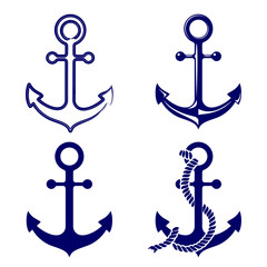 anchor symbols set vector  illustration - obrazy, fototapety, plakaty