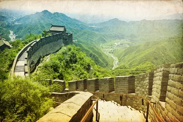 Tableaux ronds sur plexiglas Mur chinois The Great Wall of China 