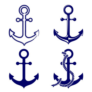 anchor symbols set vector  illustration