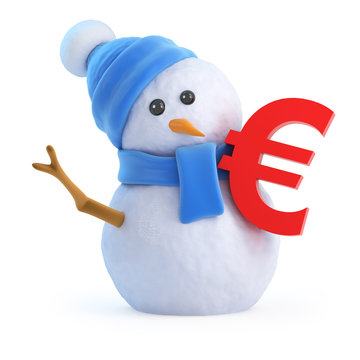 Snowman with a Euro symbol