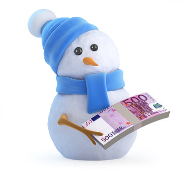 Snowman has a lot of Euros to spend