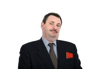 Fat faced red businessman