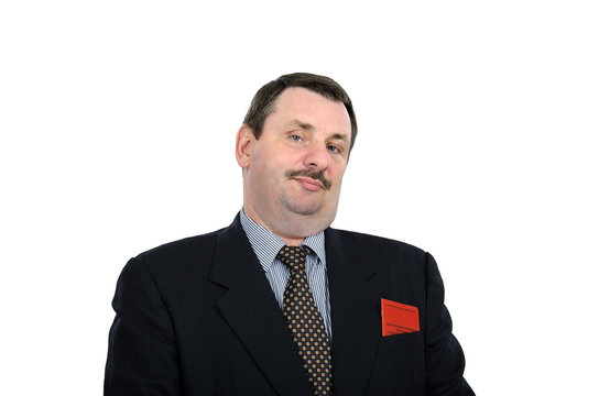 Fat faced red businessman