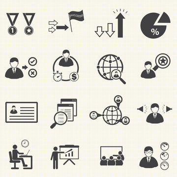 human resource management and consulting business icons set