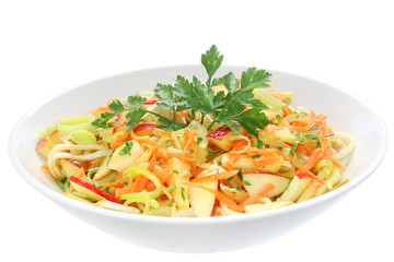 Salad with leek, carrots and apples