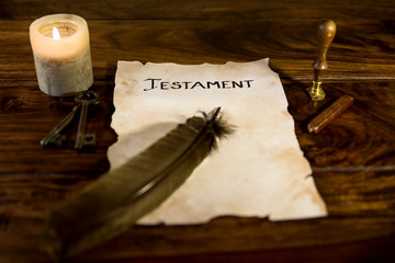 Dokument mit dem Wort Testament