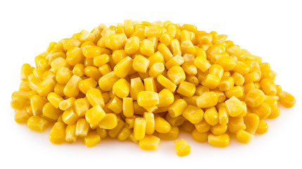 Canned corn isolated on white
