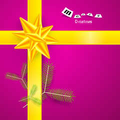 Pink and Yellow Abstract Vector Merry Christmas Background