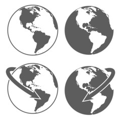 Gray earth icons set on white background.