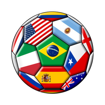 Football ball with flags isolated on a white background