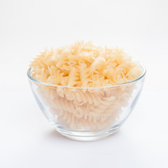 Dried macaroni in shape a spiral