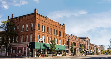 Small Town Main Street - obrazy, fototapety, plakaty