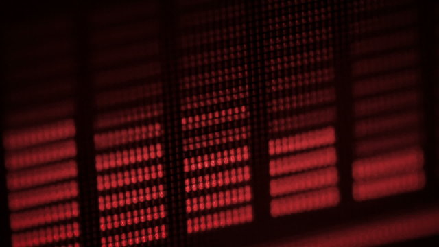 Red equalizer vibrates and pulsates on the screen