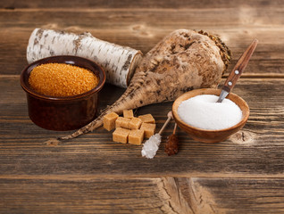 White and brown sugar