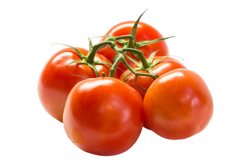 Bunch of red tomatoes isolated on a white background