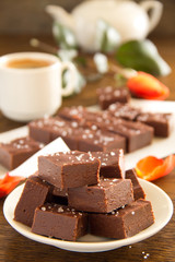 Homemade toffee brown, cooked at home.