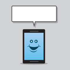 Phone character with blank speech bubble