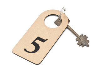 Hotel key isolated on white background