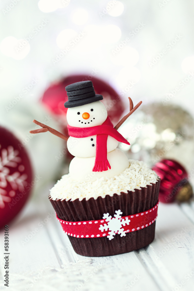 Canvas Prints snowman cupcake