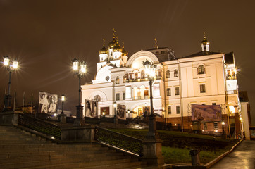 Fototapeta na wymiar The Church of Blood by night,Ekaterinburg