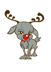Sweet cute little standing reindeer, vector in Disney style