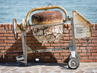 old concrete mixer