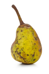 Rotten pear in three positions