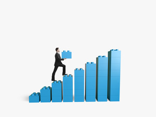 businessman climbing to conctructor