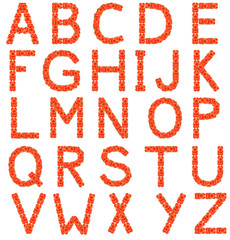 full alphabet of tomatoes on a white background