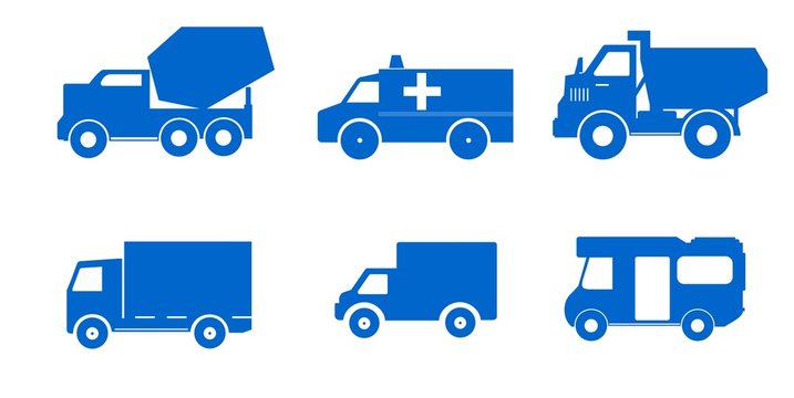 Camions de transport en 6 ic&ocirc;nes