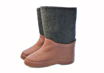 Children felt boots with rubber galoshes.