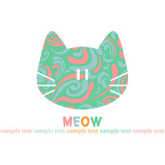 Card with cute kitty face