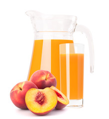 Peach fruit juice in glass jug