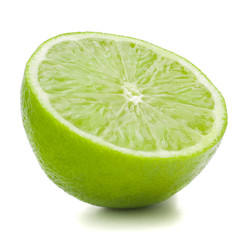 Citrus lime fruit half isolated on white background cutout