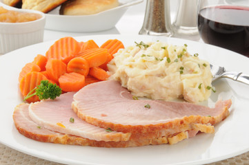 Baked ham and potatoes