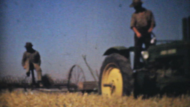 Farmers Harvesting Fields With Tractors-1940 Vintage 8mm film