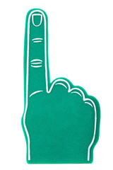 Foam fan finger on a white background