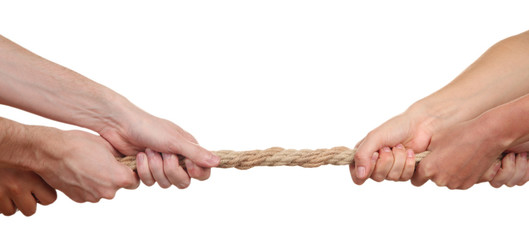 Tug of war, isolated on white