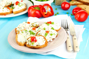 Sandwiches with cottage cheese and greens