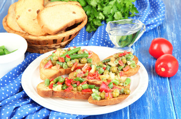 Sandwiches with vegetables and greens
