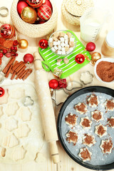 Fototapeta na wymiar Process of making New Year cookies close-up