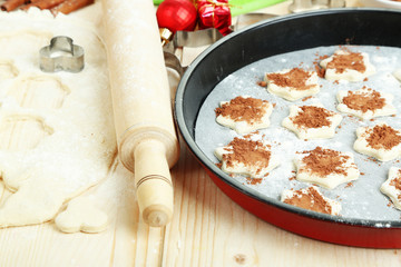 Process of making New Year cookies close-up