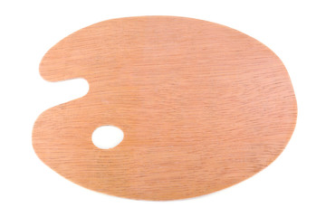 Wooden art palette isolated on white