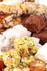 Tasty oriental sweets, close up