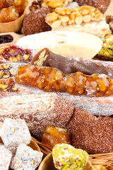 Tasty oriental sweets, close up